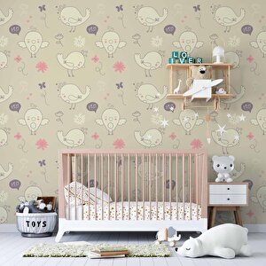 Civciv Desenli Çocuk Odası Duvar Kağıdı Baskı - Dkm183023 100x240 cm