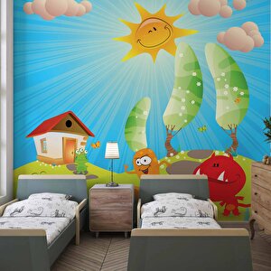 Çizgi Film Karakterli Çocuk Odası Duvar Kağıdı Baskı - Dkm426003