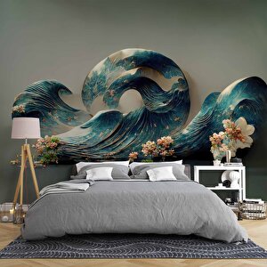 3 Boyutlu Dalga Desenli Duvar Kağıdı Baskı - Dkm109074 375x280 cm