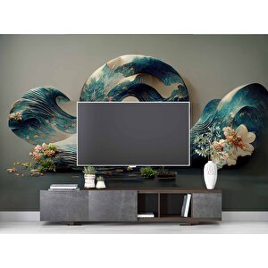 3 Boyutlu Dalga Desenli Duvar Kağıdı Baskı - Dkm109074 375x280 cm