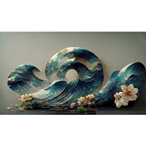 3 Boyutlu Dalga Desenli Duvar Kağıdı Baskı - Dkm109074