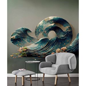 3 Boyutlu Dalga Desenli Duvar Kağıdı Baskı - Dkm109027