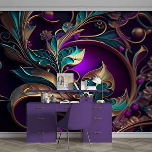 3 Boyutlu Renkli Çiçek Desenli Duvar Kağıdı - Dkm773120