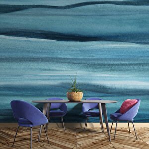 Mavi Sanatsal Tuval Temalı Duvar Kağıdı Baskı - Dkm622095