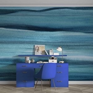 Mavi Sanatsal Tuval Temalı Duvar Kağıdı Baskı - Dkm622076