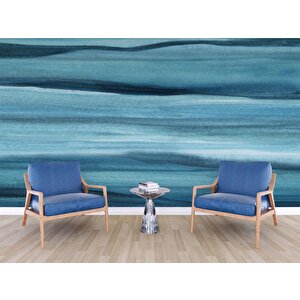 Mavi Sanatsal Tuval Temalı Duvar Kağıdı Baskı - Dkm622076