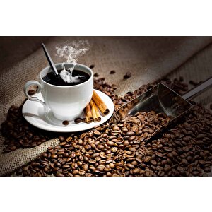 Fincan Ve Kahve Çekirdeği Temalı Cafe Duvar Kağıdı Baskı - Dkb273094