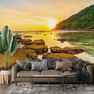Günbatımı Deniz Manzaralı Duvar Kağıdı Baskı - Dkm226004 200x200 cm