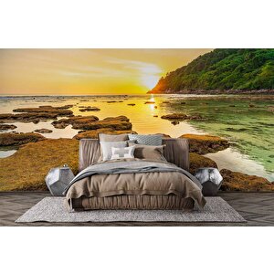 Günbatımı Deniz Manzaralı Duvar Kağıdı Baskı - Dkm226004 200x200 cm