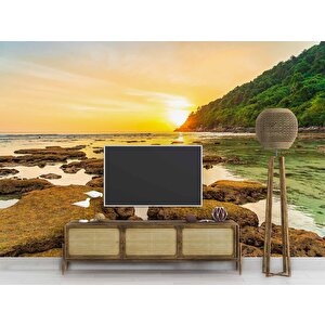 Günbatımı Deniz Manzaralı Duvar Kağıdı Baskı - Dkm226004 200x200 cm