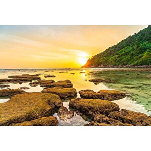 Günbatımı Deniz Manzaralı Duvar Kağıdı Baskı - Dkm226004