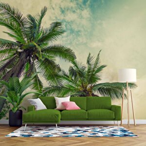 Tropikal Palmiye Ağaç Manzaralı Duvar Kağıdı - Dkm985126