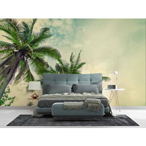 Tropikal Palmiye Ağaç Manzaralı Duvar Kağıdı - Dkm985061 600x260 cm