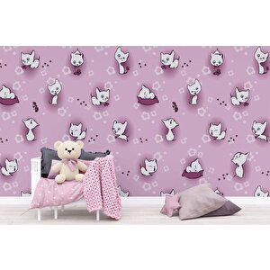 Pembe Kedili Çocuk Odası Duvar Kağıdı Baskı - Dkm371004