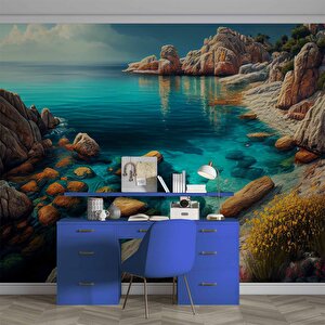 Deniz Ve Kayalık Manzaralı Duvar Kağıdı - Dkm982053