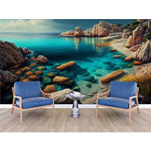 Deniz Ve Kayalık Manzaralı Duvar Kağıdı - Dkm982053
