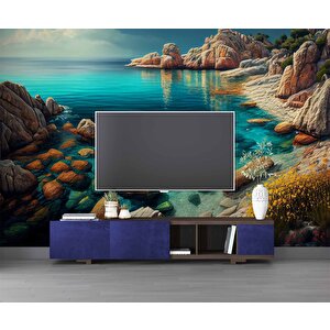 Deniz Ve Kayalık Manzaralı Duvar Kağıdı - Dkm982089 225x300 cm