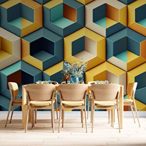 3 Boyutlu Mozaik Temalı Duvar Kağıdı Baskı - Dkm617110