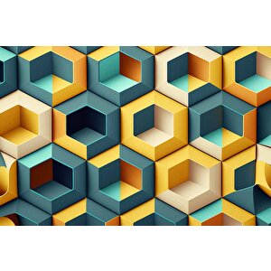 3 Boyutlu Mozaik Temalı Duvar Kağıdı Baskı - Dkm617110