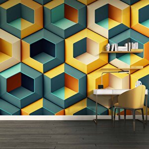 3 Boyutlu Mozaik Temalı Duvar Kağıdı Baskı - Dkm617034