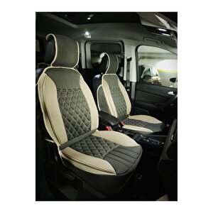 Fiat 500x Lüx Oto Koltuk Minderi Ön Arka 5'li Set Elegance Serisi Koyu Bej-bej Koyu Bej