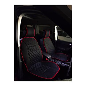 Fiat Tipo Lüx Oto Koltuk Minderi Ön 2'li Set Elegance Serisi Si̇yah Kirmizi Siyah - Kırmızı