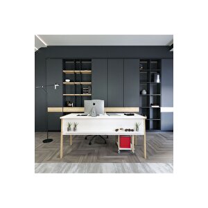 Lagomood Zenith Ofis Masası 150cm Beyaz Meşe