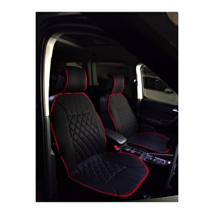 Seat İbiza Eski̇ Lüx Oto Koltuk Minderi Ön 2'li Set Elegance Serisi Si̇yah Kirmizi Siyah - Kırmızı