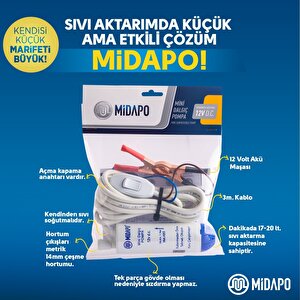 Midapo 12 Volt 1/4 Mini Dalgıç Pompa Mazot,su Yada Süt Pompası