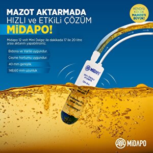 Midapo 12 Volt 1/4 Mini Dalgıç Pompa Mazot,su Yada Süt Pompası