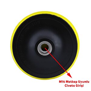 Cırt Zımpara Tabanı 115 Mm Zımparalama Taşlama Sökülebilir M14 Cıvata Matkap Uyumlu + Matkap Aparatı (2'li Set)