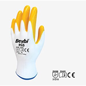 Pn5 Örme Nitril Sarı İşçi Eldiveni 10 Beden (15 Çift)