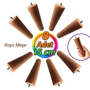 8 Adet Ahşap Ayak Koyu Meşe 15 Cm Dolap Mobilya Koltuk Kanepe Destek Ayağı Ayakları Konik M8 Civatalı