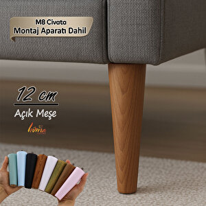 Ahşap Ayak 12 Cm 2'li Set Açık Meşe M8 Civatalı Bağlantı Aparatlı Dolap Mobilya Koltuk Kanepe Destek Ayağı Ayakları
