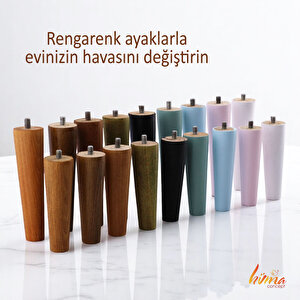 Ahşap Ayak 12 Cm 2'li Set Koyu Meşe M8 Civatalı Bağlantı Aparatlı Dolap Mobilya Koltuk Kanepe Destek Ayağı Ayakları