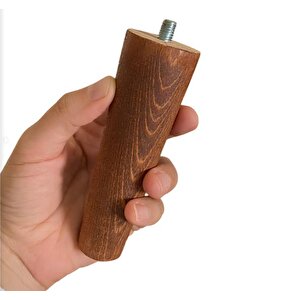 Ahşap Ayak 12 Cm 4'lü Set Koyu Meşe M8 Civatalı Bağlantı Aparatlı Dolap Mobilya Koltuk Kanepe Destek Ayağı Ayakları
