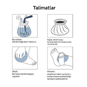 Buz Torbası Soğuk Kompres Torbası Emniyetli Kapaklı Su Geçirmez Kumaş 1 Adet