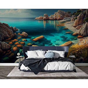Deniz Ve Kayalık Manzaralı Duvar Kağıdı - Dkm982060 550x260 cm