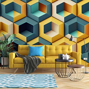 3 Boyutlu Mozaik Temalı Duvar Kağıdı Baskı - Dkm617087 150x300 cm