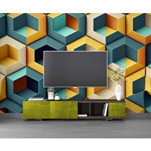 3 Boyutlu Mozaik Temalı Duvar Kağıdı Baskı - Dkm617087 150x300 cm