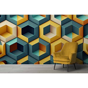 3 Boyutlu Mozaik Temalı Duvar Kağıdı Baskı - Dkm617087