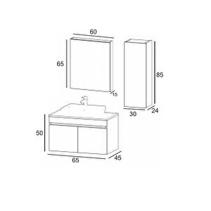 Denko Etna 65 Cm Mdf Hazar Banyo Dolabı Takımı Ve Boy Dolabı