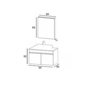 Denko Etna 65 Cm Mdf Hazar Banyo Dolabı Takımı
