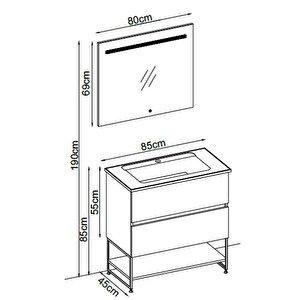 Badella Lines Banyo Dolap Takımı Lines 5585 V35 85cm Beyaz