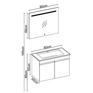 Badella Boztepe Banyo Dolap Takımı Boztepe 5585 V31 85cm Beyaz