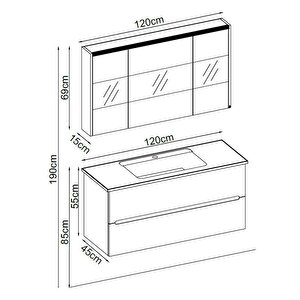 Badella Smart Banyo Dolap Takımı Smart 55120 V32 120cm Kumsal