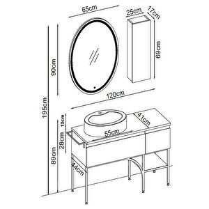 Badella Zenon Banyo Dolap Takımı Zenon 28120 V31 120cm