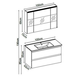 Badella Maya Banyo Dolap Takımı Maya 55100 V31 100cm Beyaz