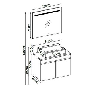 Badella Boztepe Banyo Dolap Takımı Boztepe 5585 V33 85cm Antrasit