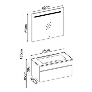 Badella Lines Banyo Dolap Takımı Lines 3985 V33 85cm Beyaz